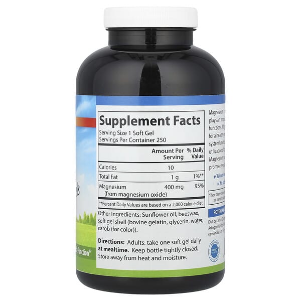 Alternative view of Carlson, Magnesium Gels, 400 mg, 250 Soft Gels