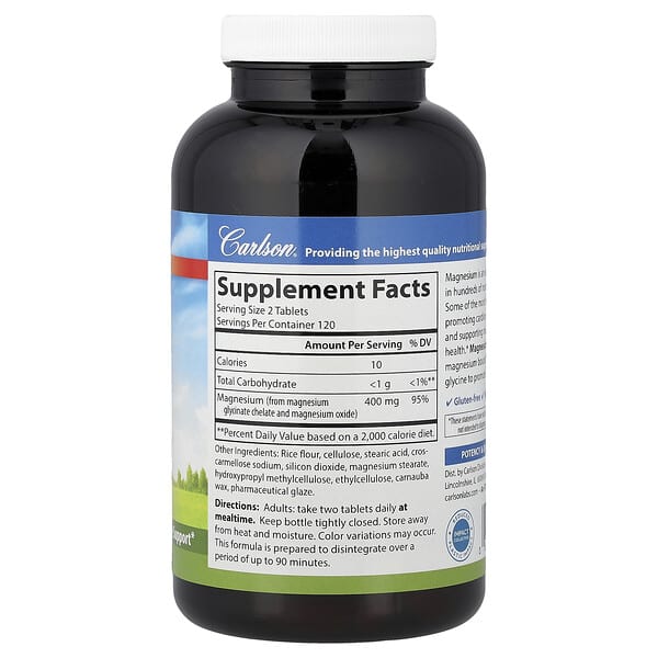 Alternative view of Carlson, Magnesium Glycinate, 240 Tablets (200 mg per Tablet)