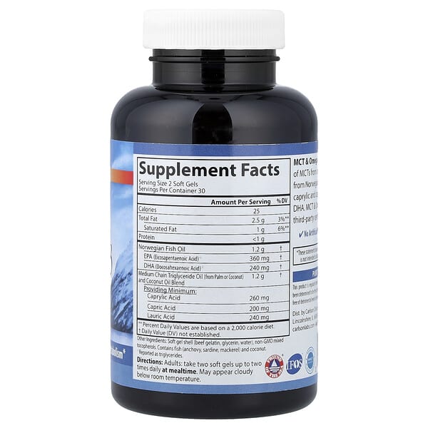 Alternative view of Carlson, MCT & Omega-3 with Coconut & Fish Oil, 60 Soft Gels