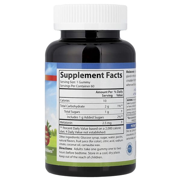 Alternative view of Carlson, Melatonin Gummies, Natural Strawberry, 2.5 mg, 60 Vegetarian Gummies