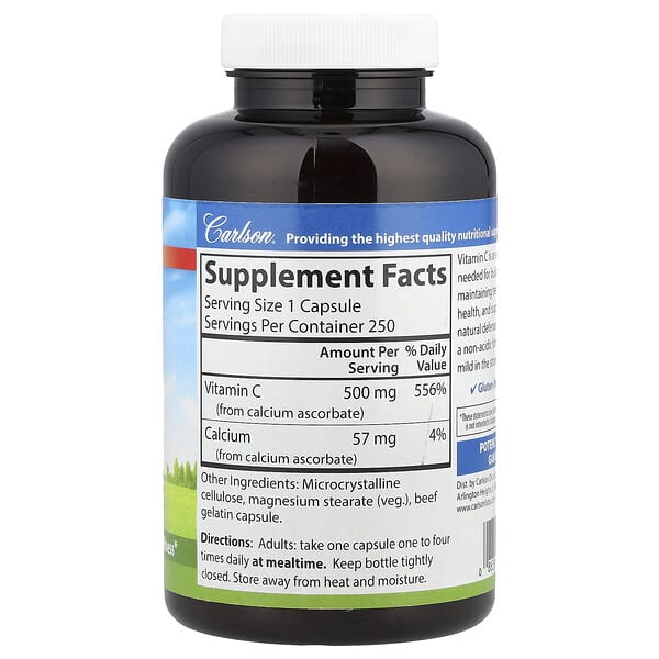 Alternative view of Carlson, Mild-C®, Buffered Vitamin C, 250 Capsules