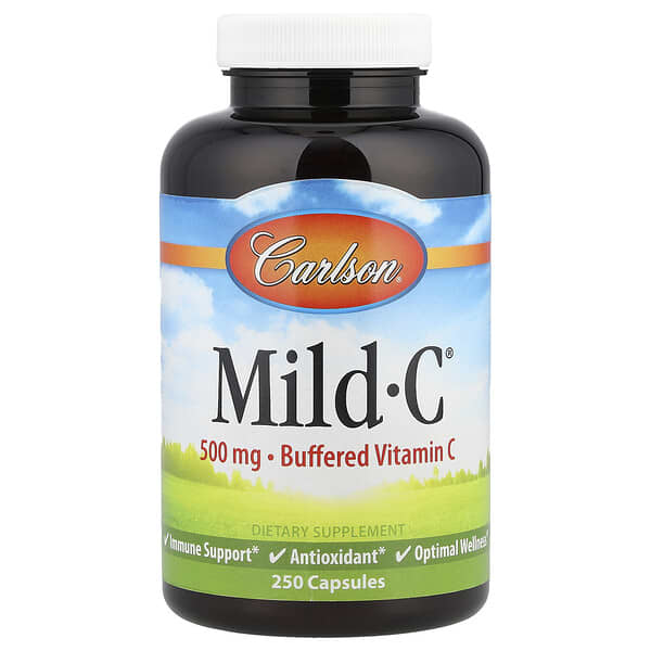 Carlson, Mild-C®, Buffered Vitamin C, 250 Capsules