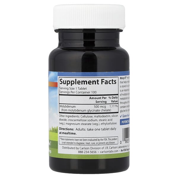 Alternative view of Carlson, Moly-B™, 100 Vegetarian Tablets (500 mcg per Tablet)