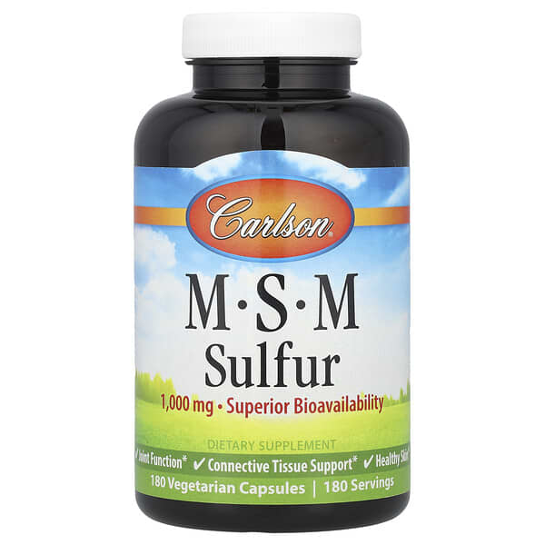 Carlson, MSM Sulfur, 180 Vegetarian Capsules