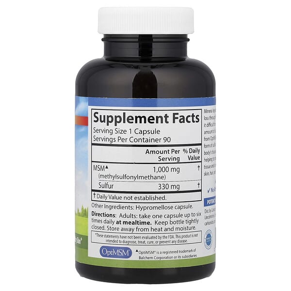 Alternative view of Carlson, MSM Sulfur, 90 Vegetarian Capsules