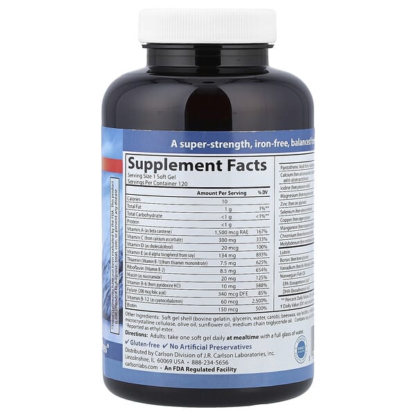 Alternative view of Carlson, Multi + Omega-3, 120 Soft Gels