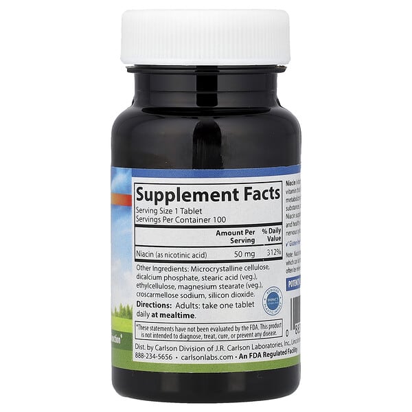 Carlson, Niacin, 50 mg , 100 Tablets 2 Carlson, Niacin, 50 mg , 100 Tablets - Ảnh 2