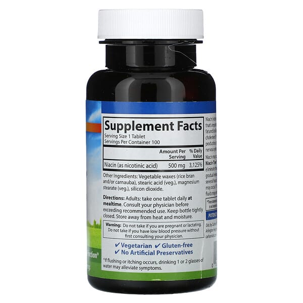 Alternative view of Carlson, Niacin-Time, 500 mg, 100 Vegetarian Tablets