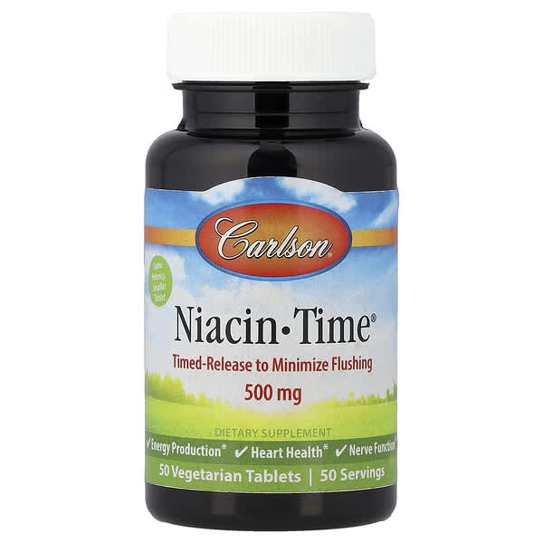 Carlson, Niacin-Time®, 500 mg, 50 Vegetarian Tablets 2 Carlson, Niacin-Time®, 500 mg, 50 Vegetarian Tablets