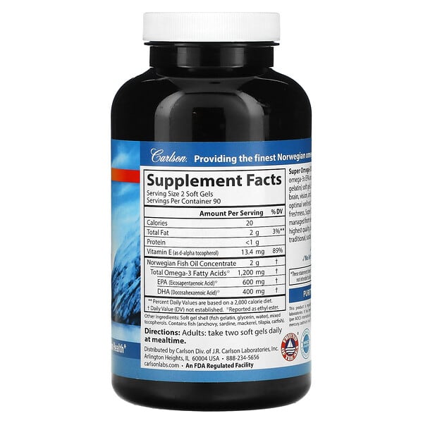 Alternative view of Carlson, Norwegian Super Omega-3 Gems®, 180 Soft Gels