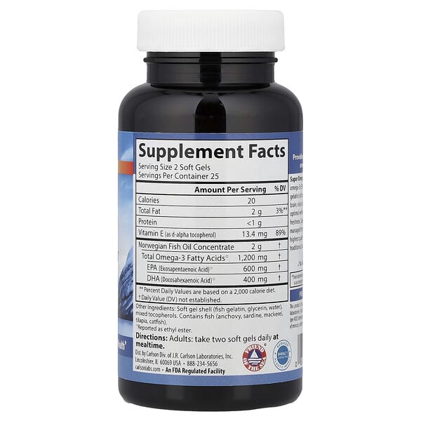 Alternative view of Carlson, Norwegian Super Omega-3 Gems®, 50 Soft Gels