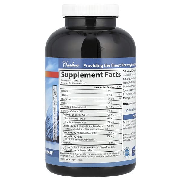 Alternative view of Carlson, Omega-3 Enriched Salmon Oil Complete, 240 Soft Gels