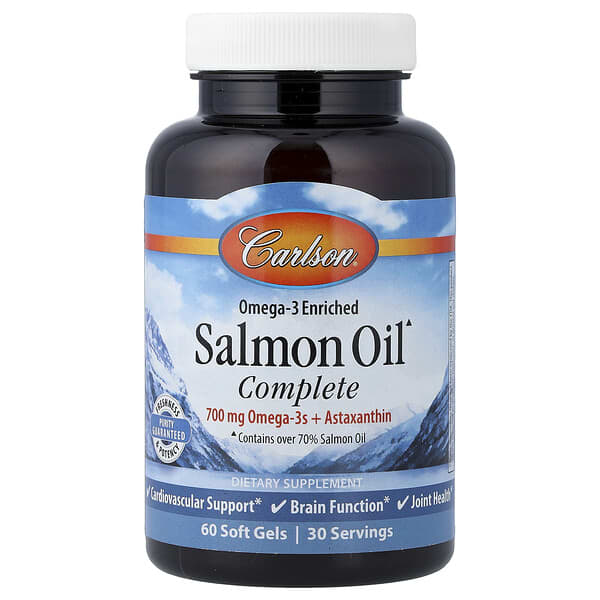 Carlson, Omega-3 Enriched Salmon Oil Complete, 60 Soft Gels 2 Carlson, Omega-3 Enriched Salmon Oil Complete, 60 Soft Gels