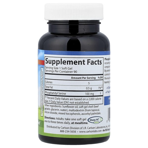 Alternative view of Carlson, Phosphatidyl Serine, 100 mg, 90 Soft Gels