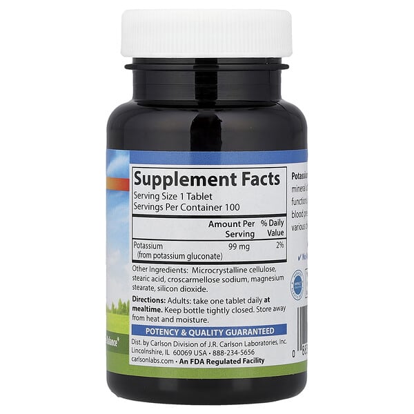 Alternative view of Carlson, Potassium, 99 mg, 100 Tablets