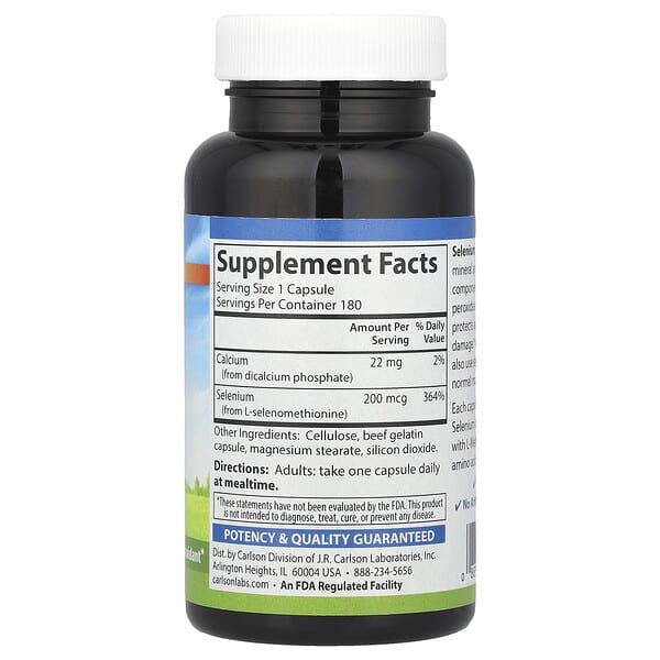 Alternative view of Carlson, Selenium, 180 Capsules