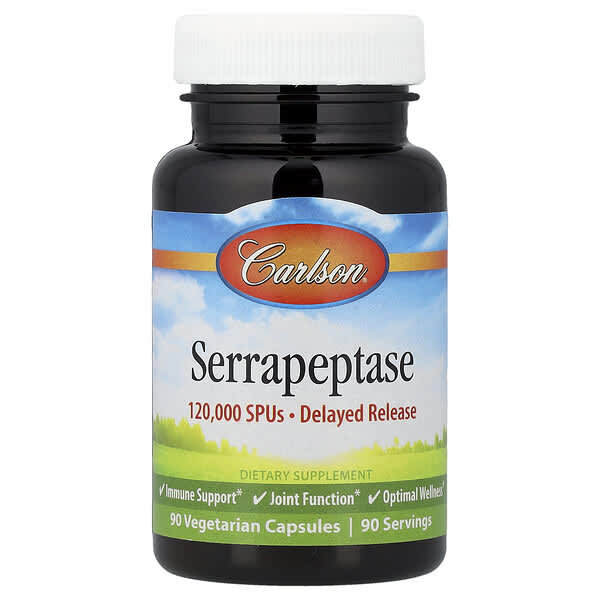 Carlson, Serrapeptase, Delayed Release, 120,000 SPUs, 90 Vegetarian Capsules