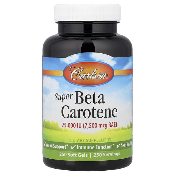Carlson, Super Beta Carotene, 7,500 mcg RAE (25,000 IU), 250 Soft Gels