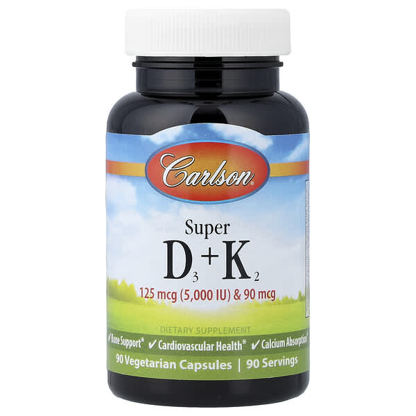 Carlson, Super D3 + K2, 90 Vegetarian Capsules