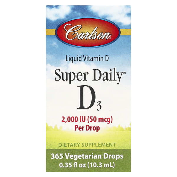 Carlson, Super Daily® D3, 50 mcg (2,000 IU), 0.35 fl oz (10.3 ml)