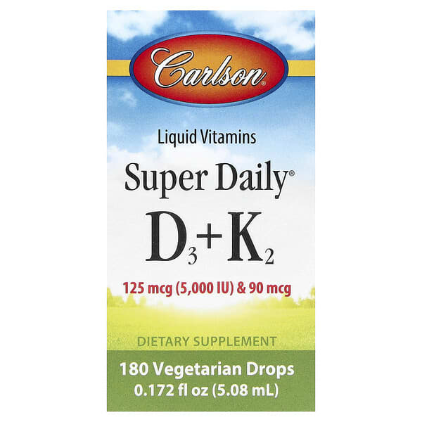 Carlson, Super Daily® D3 + K2, 0.172 fl oz (5.08 ml)