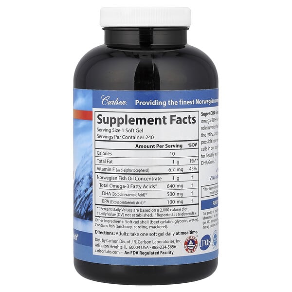 Alternative view of Carlson, Super DHA Gems®, 240 Soft Gels