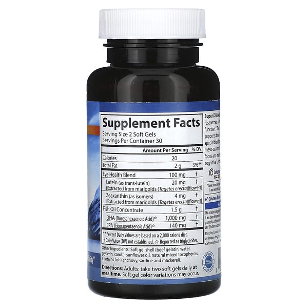 Alternative view of Carlson, Super DHA Plus Lutein, 60 Soft Gels