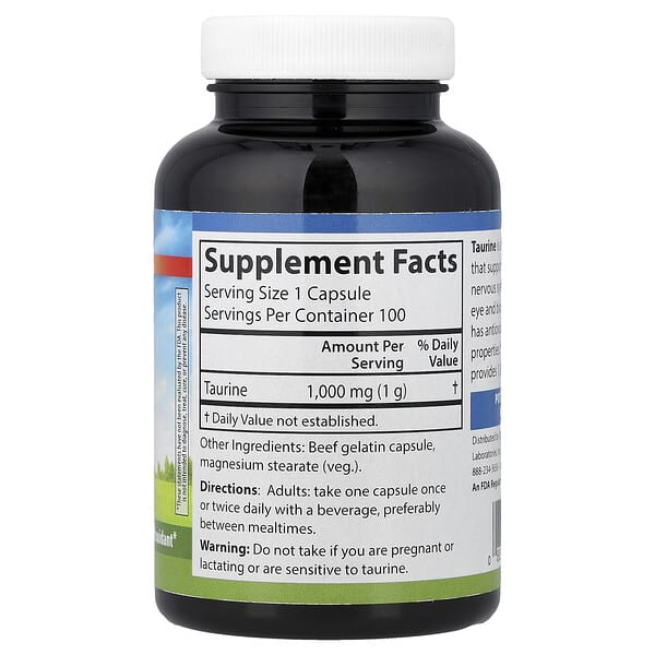 Alternative view of Carlson, Taurine, 1,000 mg, 100 Capsules