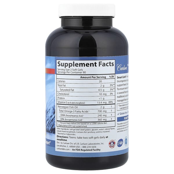 Alternative view of Carlson, Teen's Smart Catch®, Natural Lemon, 180 Soft Gels