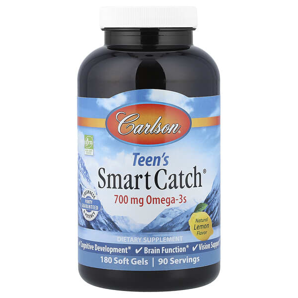 Carlson, Teen's Smart Catch®, Natural Lemon, 180 Soft Gels