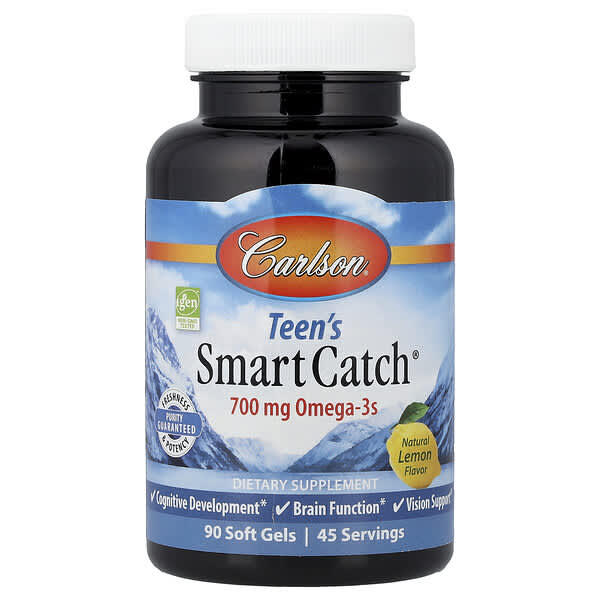 Carlson, Teen's Smart Catch®, Natural Lemon, 90 Soft Gels