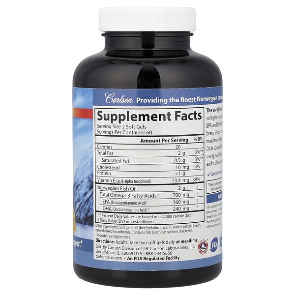Alternative view of Carlson, The Very Finest Fish Oil, Natural Lemon, 120 Soft Gels