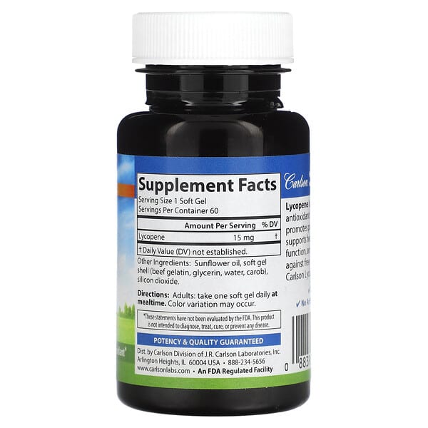 Alternative view of Carlson, Tomato-Free Lycopene, 15 mg, 60 Soft Gels