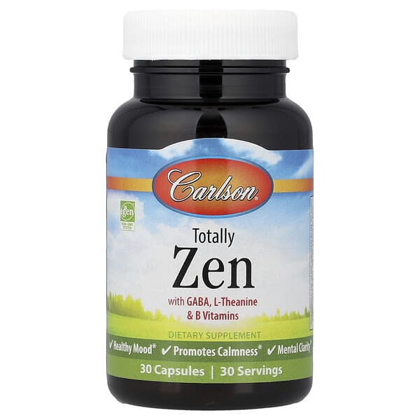 Carlson, Totally Zen with GABA, L-Theanine & B Vitamins, 30 Capsules