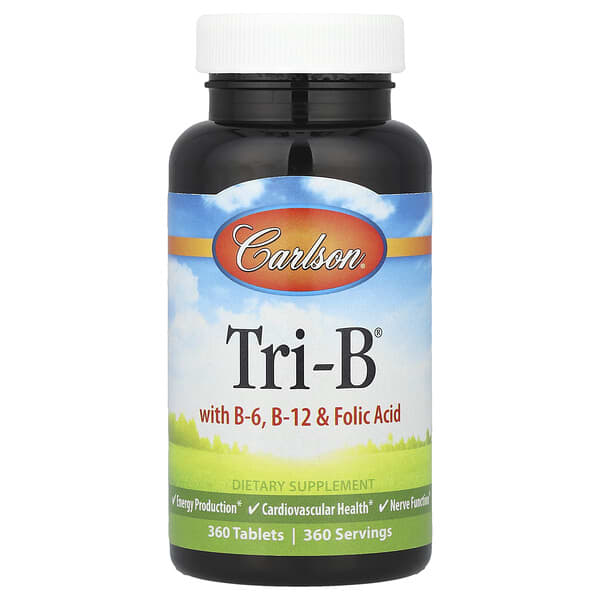 Carlson, Tri-B® with B-6, B-12 & Folic Acid, 360 Tablets 2 Carlson, Tri-B® with B-6, B-12 & Folic Acid, 360 Tablets
