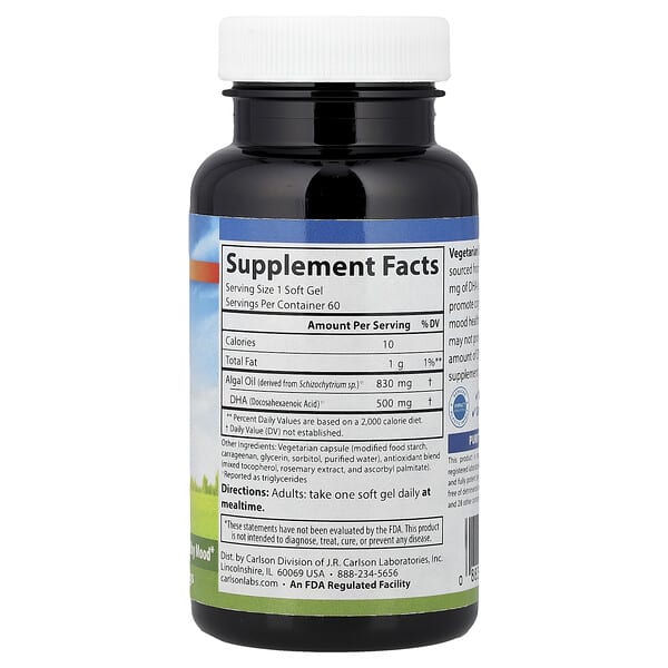 Alternative view of Carlson, Vegetarian DHA, 500 mg, 60 Vegetarian Soft Gels