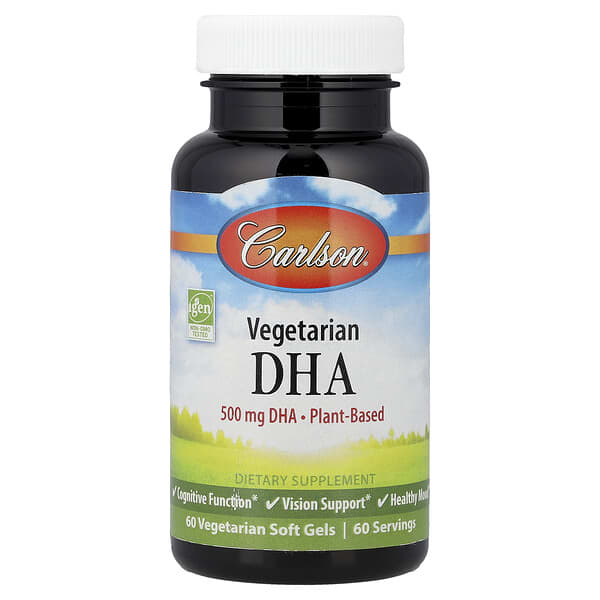 Carlson, Vegetarian DHA, 500 mg, 60 Vegetarian Soft Gels