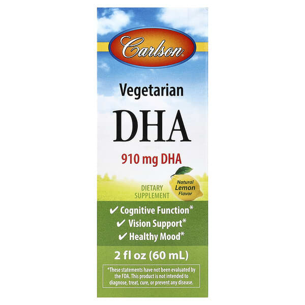 Carlson, Vegetarian DHA, Natural Lemon, 2 fl oz (60 ml)