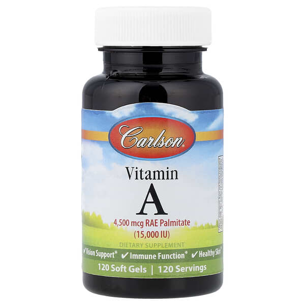 Carlson, Vitamin A, 4,500 mcg RAE (15,000 IU), 120 Soft Gels