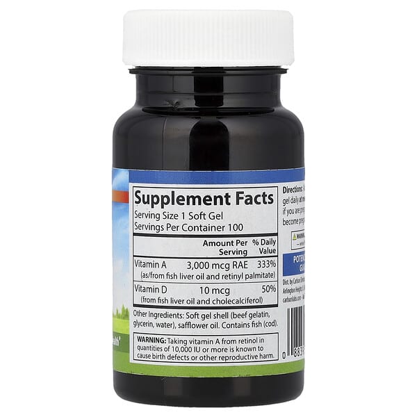 Alternative view of Carlson, Vitamin A & D, 100 Soft Gels