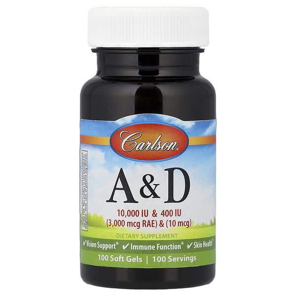Carlson, Vitamin A & D, 100 Soft Gels