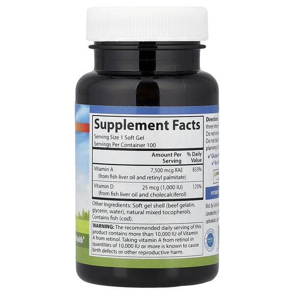 Alternative view of Carlson, Vitamin A & D, 100 Soft Gels