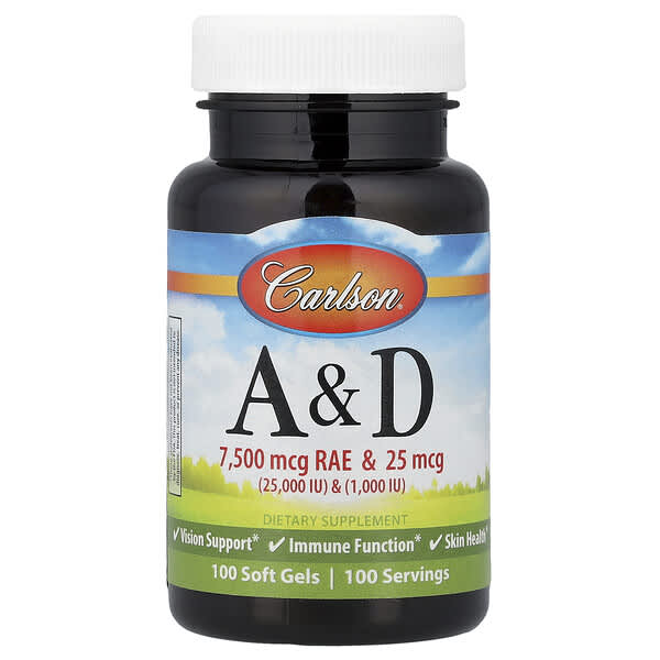 Carlson, Vitamin A & D, 100 Soft Gels