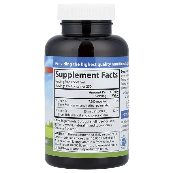 Alternative view of Carlson, Vitamin A & D, 250 Soft Gels