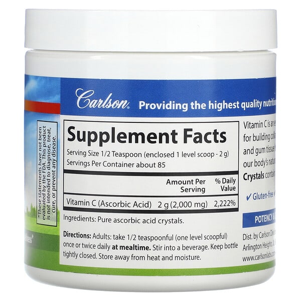 Alternative view of Carlson, Vitamin C Crystals, 6 oz (170 g)
