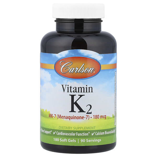 Carlson, Vitamin K2, 180 Soft Gels (90 mcg per Soft Gel)