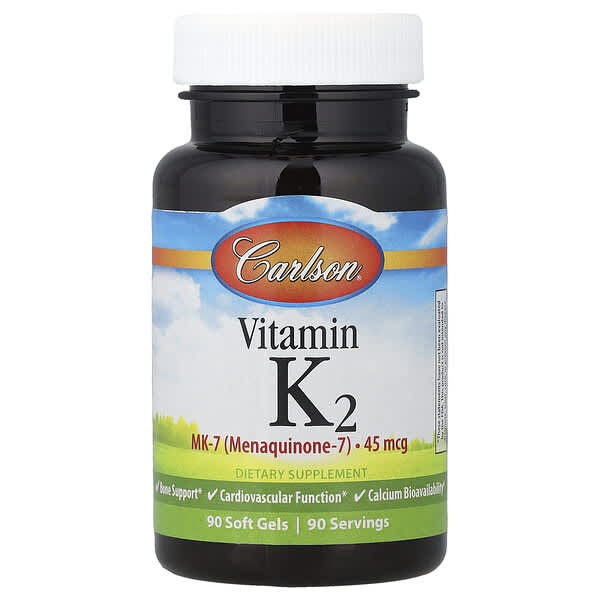 Carlson, Vitamin K2, 45 mcg, 90 Soft Gels