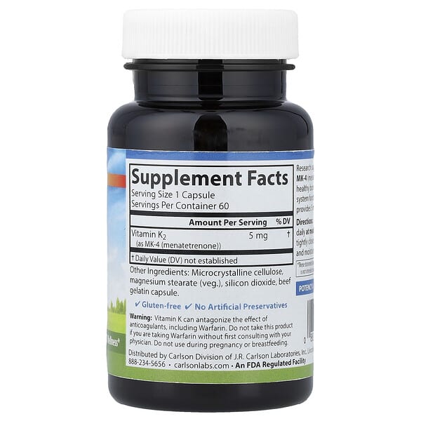 Alternative view of Carlson, Vitamin K2, 5 mg, 60 Capsules