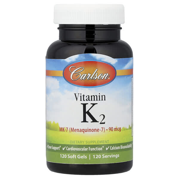 Carlson, Vitamin K2, 90 mcg, 120 Soft Gels