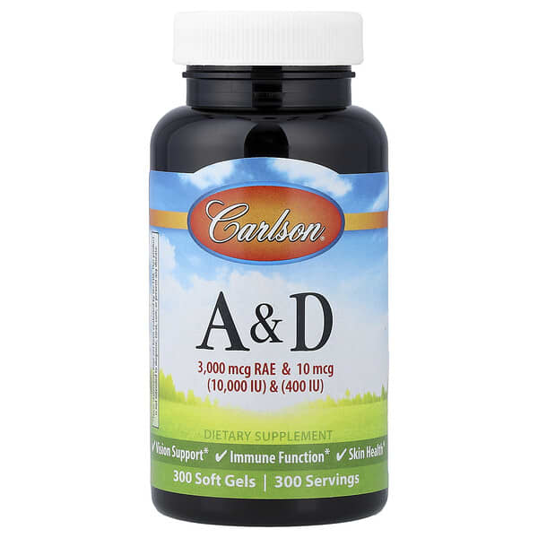 Carlson, Vitamins A & D, 300 Soft Gels